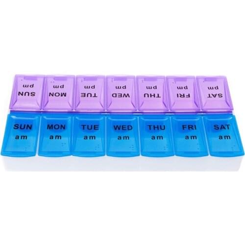 Weekly Pill Organizer Box With Snap Lids 7 Day Medication For Morning And Night
