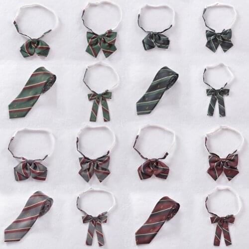 Anchor Embroidery Striped Pattern British Japanese School Girls & Boys JK Uniform Bow Tie Students Necktie Cosplay 4 Colors