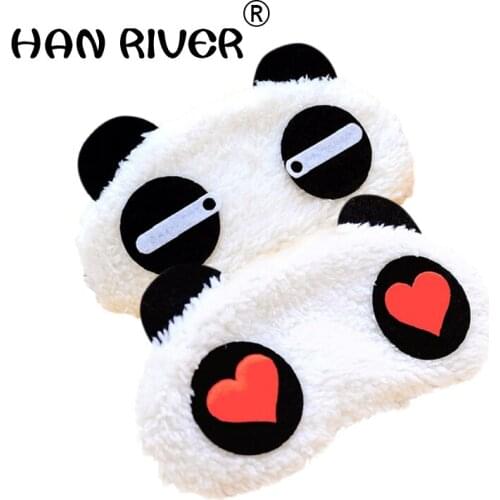 HANRIVER 2 pieces creative cute cartoon soft panda eye mask Sleep eyeshade