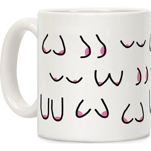 Doodle Boobs White 11 Ounce Ceramic Coffee Mug