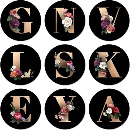 Classic floral alphabet font letter Badge Brooch Pin Accessories For Clothes Backpack Decoration gift 58mm