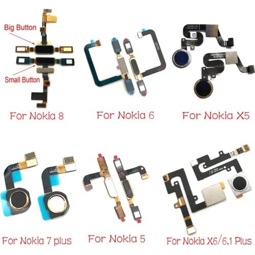 New Home Button For Nokia 5 6 8 7 5.1 Plus 6.1 X5 X6 Fingerprint Touch ID Sensor Flex Cable Ribbon