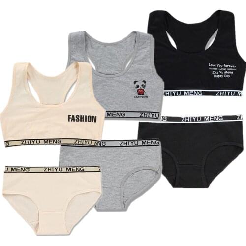 Young Girls Bra And Panties Sets Underwear Young Training Bra Teenage Baby Lingerie Kids Sports Bra