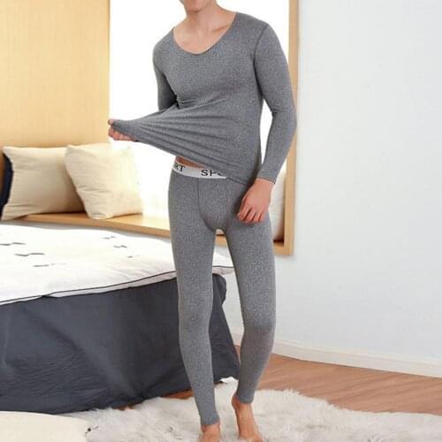 2pcs Thermal Underwear Sets for Men Seamless V Neck Home Suit Men Long Johns Thermo Underwear Suit Men Thick Thermal Clothing