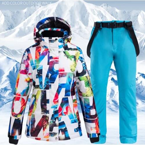 2020 Hot Sale Women Ski Suit Waterproof Pants+Jacket Set Thickened Warm Snowboard Jacket Fashion Winter Sports Snow Clothes