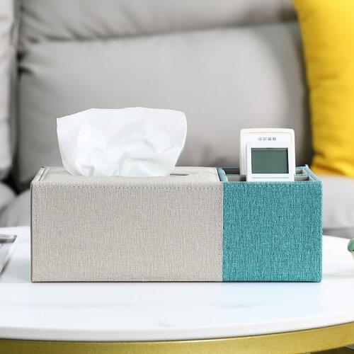 Linen GrainLeather Creative Home Tissue Box Multifunctional Drawer Box Living Room Coffee Table Napkin Drawer Box