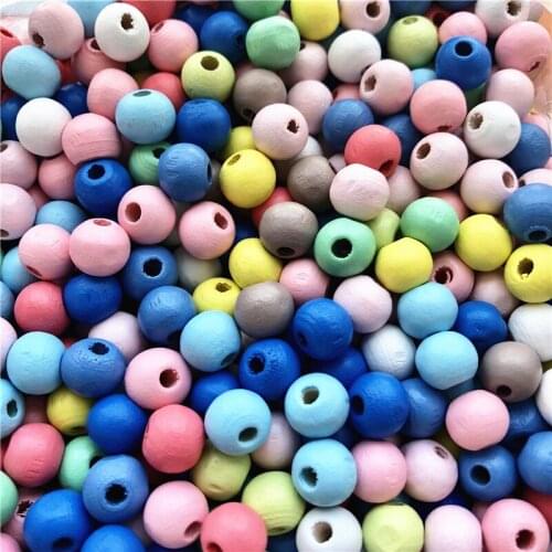 Colorful 6-16mm Natural Wood Beads Spacer Lead-Free Round Wooden Beads Balls for DIY Jewelry Making perle en bois 50-200Pcs/Bag