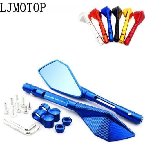 Motorcycle Mirror CNC Aluminum Motorbike Handlebar Rearview Mirrors Blue For Kawasaki zxr 400 Ninja GPZ500 EX500 650R ER6F ER6N
