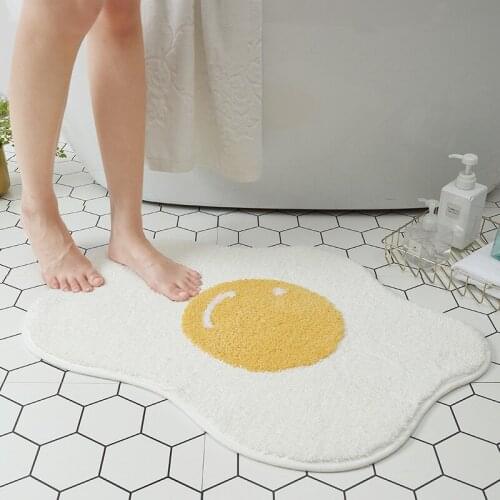 Cartoon Poached Egg Floor Mat Bathroom Toilet Non-slip Absorbent Household Doorway Toilet Entry Mat Shoot