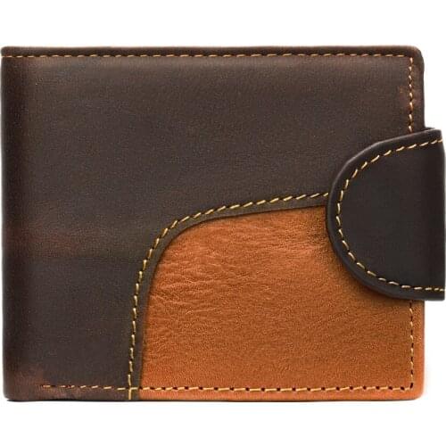 Mens Wallet Genuine Leather Bifold Short Wallets Men Hasp Vintage Male Purse Coin Pouch Multi-functional Cards Wallet