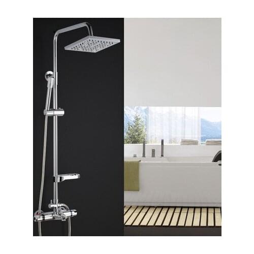 Bathroom Shower Set Brass Chrome Wall Mounted Shower Faucet Shower Head Water Saving Nozzle Aerator thermostatic shower column
