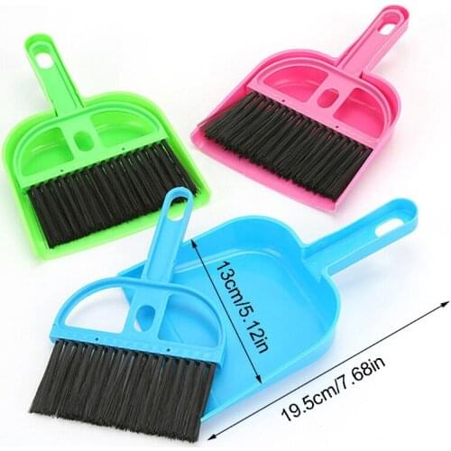 Mini Desktop Sweep Cleaning Brush Broom Dustpan Set Hamster Hedgehogs Waste Tool 11UA