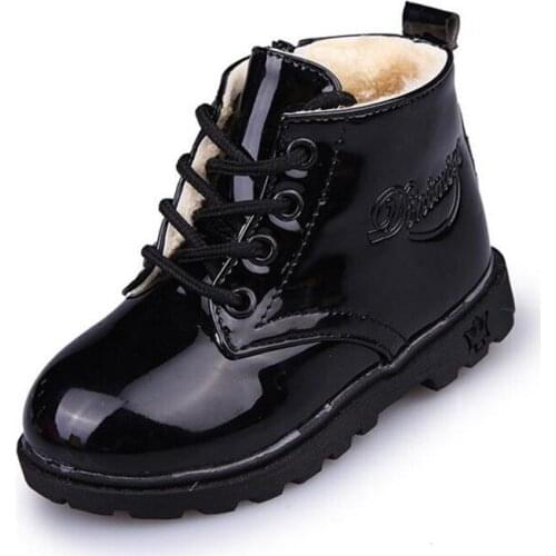 2016 New Winter Children Shoes PU Leather Waterproof Boots Kids Snow Boots Brand Girls Boys Rubber Boots Fashion Sneakers