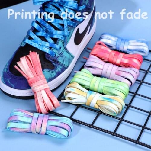 2021 new tie-dye non-fading shoelaces flat shoes sports shoes basketball shoes casual shoes children unisex shoelaces