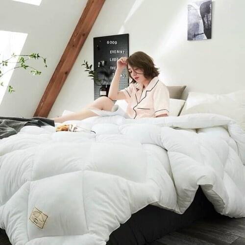 New 100% White Superfine Fiber Winter single double Quilt Comforter Polyester Blanket Duvet Filling Cover Twin Queen King Size