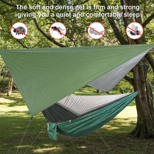 New Camping Hammock With Mosquito Net 270*140 cm Sun Shelter Waterproof Nylon Protable Hammock Canopy Outdoor Camping Stuff