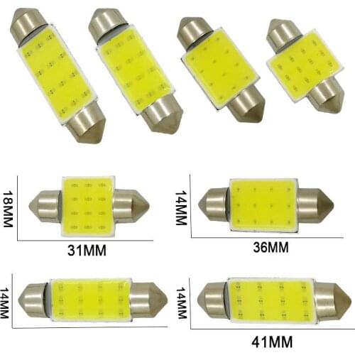 1 Pcs 12V Car Led Reading Light Double-pointed Cob Roof Light License Plate Light Carriage Light 31mm/36mm/39mm/41mm