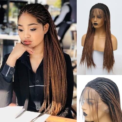 Charisma Ombre Wig High Temperature Fiber Hair Synthetic Lace Front Wig with Baby Hair Box Braided Wigs for Women Synthetic Wigs