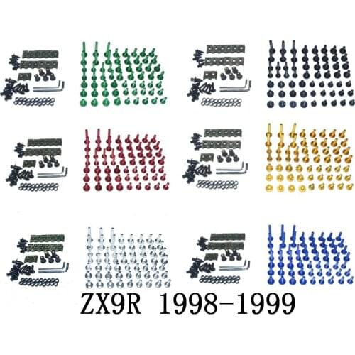 Motorcycle Complete Fairing Bolts Kit Bodywork Screws For Fit KAWASAKI ZX9R 1998-1999