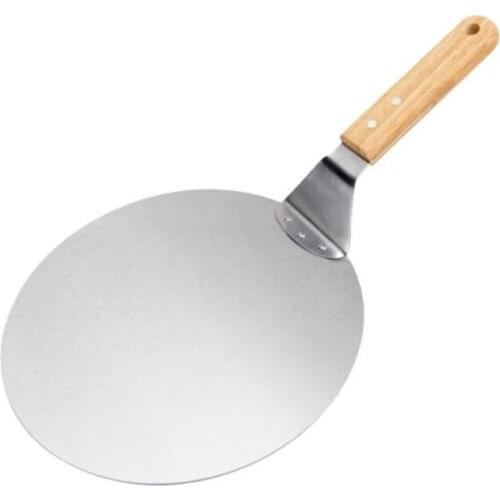 Anti-scalding Pizza Shovels Wooden Handle Round High Quality Stainless Steel Cake Shovel Baking Tool Kitchen Accessories