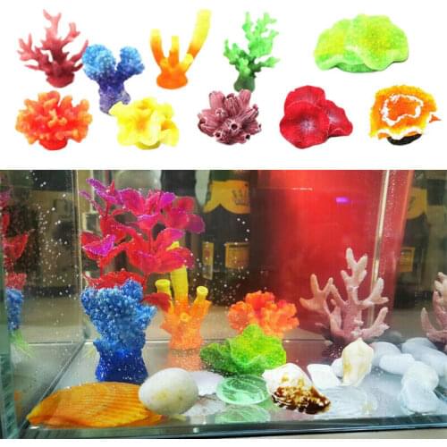 Resin Artificial Coral Aquarium Fish Tank Colorful Landscaping Mini Simulation Coral Ornament Starfish Plant Color Random 1pc