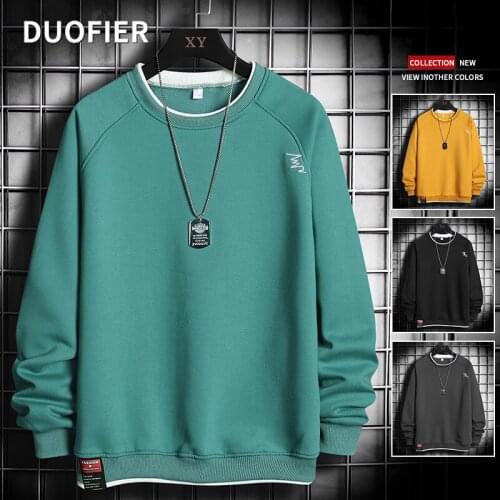 Autumn New Men Sweatshirts Fashion Multi Color Embroidery Fake Two Pieces Pullover Casual Cozy Breathable Hoodies Male Clothing
