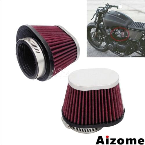 Universal Motorcycle 48mm 52mm Air Cleaner Oval Pod Filter For Honda Yamaha Kawasaki Suzuki Cafe Racer CB CG GS Red Air Filter