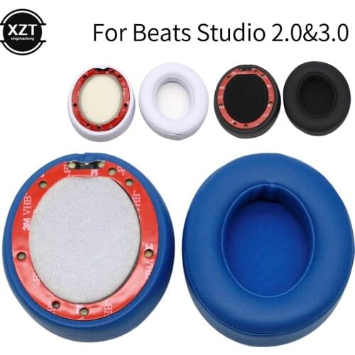 2Pcs Replacement Ear Pads PU Leather Ears Cup Cushion for Beats by dre 2.0 Studio 2.0 3.0 Wireless Headphones 95x75mm