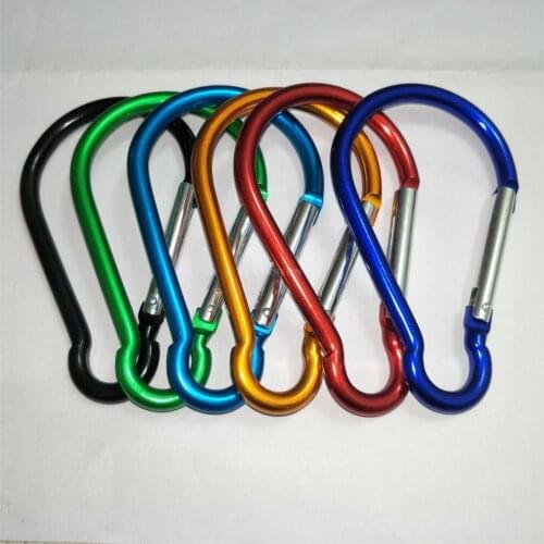 200Pcs/Lot Large D Shaped Aluminum Carabiner Bi-colored Clip Hook For Hiking Camping