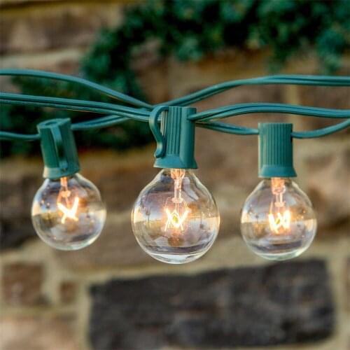25ft Patio Lights G40 Globe Decorative light for Garden Backyard Christmas Party Warm White 25 Bulbs waterproof String Lights