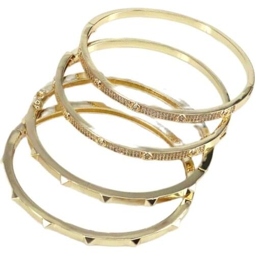 3Pcs Simple Cubic Zircon Charm Bangle For Women Girl Dainty Fashion Femme Wedding Jewelry
