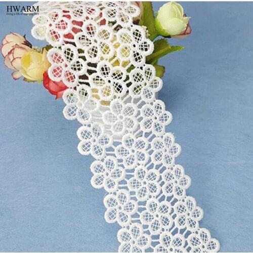 4yard white african lace fabric trim wedding decoration New high-quality 7c'm water-soluble lace hot-selling hollow milk silk