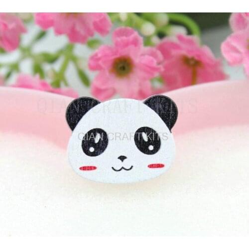 50pcs panda animal lovely kawaii wood wooden sewing shank buttons for DIY handicraft 24*23mm hand glued kitsch beads charm