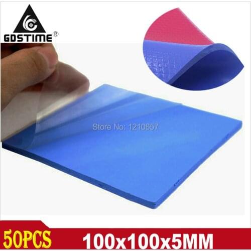 50 PCS/LOT Gdstime Thermally Conductive Silicone 100x100mm x 5mm GPU CPU Heatsink Cooling Thermal Pad