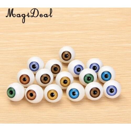 8Pcs/Pack Round Acrylic Doll Eyes Eyeballs for Dolls Plush Animal Toys Halloween Props DIY Craft Accs 16mm