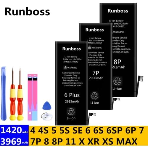 Runboss Battery For iPhone 6 6s 6 s 7 8 Plus Original High Capacity Bateria Replacement Batterie For iPhone 11 X Xs Max Xr 7P 8P
