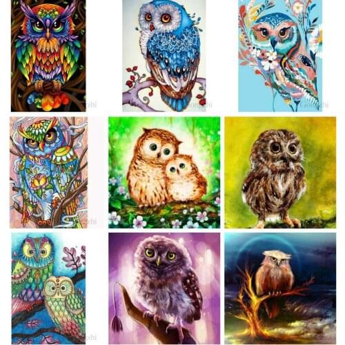 Diamond Painting Full Pebble Round Owl 5D DIY Handmade Embroidery Mosaic Picture Of Rhinestone Animal Christmas Decoration Home
