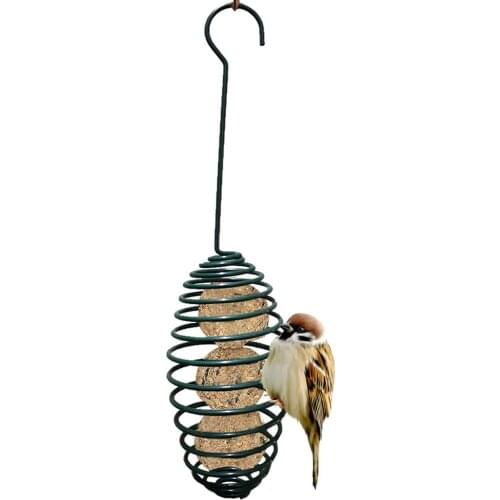 Wild Bird Feeder Automatic Bird Spiral Feeding Tool with Carrying Hook Metal Hanging Fat Ball Holder 7.5*7.5*28cm Bird Supplies