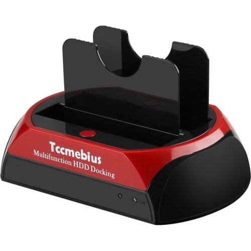 Hard Drive Docking Station, Tccmebius USB 2.0 to 2.5 3.5 Inch SATA IDE Dual Slots External HDD Enclosure, for IDE SATA HDD SSD