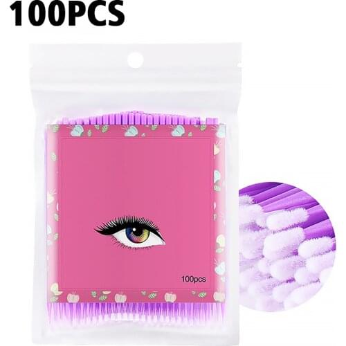 Hot Sale 100PCS/Bag Disposable Makeup Eyelashes Brushes Micro Mascara Brush Eyelash Extension Lash Removing Tools
