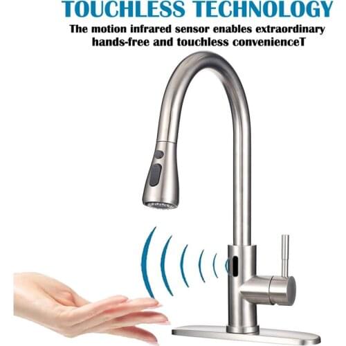 Induction kitchen smoked pull bibcock rotating function of both hot and cold fast reaction smoked pull all copper tap