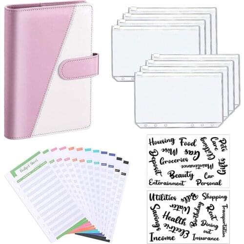 PU Leather Notebook Binder Budget Planning Notepad Transparent Material is Clear,Convenient, Suitable for Daily