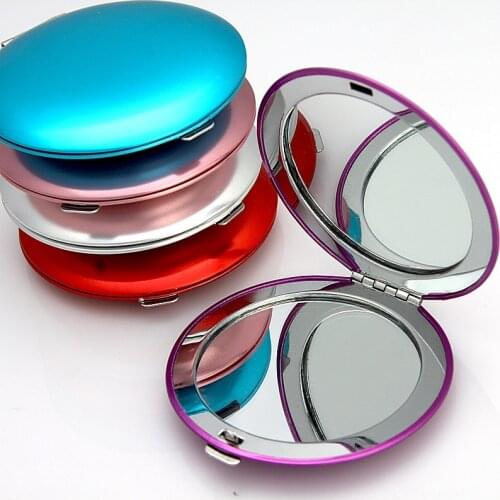 Custom Logo Makeup Exquisite Beauty Mirror Double-sided Ultra-thin Portable Folding Mirror Aluminum Alloy Mirror