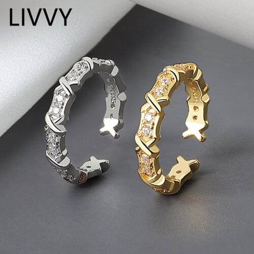 LIVVY Silver Color Jewelry Multi Resizable Zircon Rings For Women Girls Trendy Wedding New Gift 2021 Trend