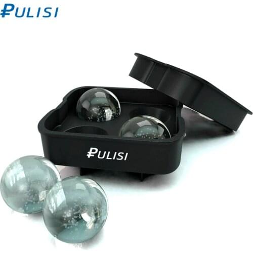 PULISI Ice Cube Trays Silicone Food-Grade Sphere Ice Ball Maker with Lid for Cocktail Drink Reusable Ice Mold Party Kitchen Bar