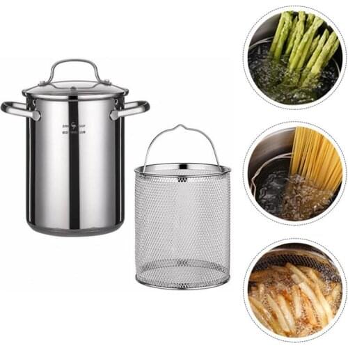 Stainless Steel Kitchen Fryer With Strainer Tempura Fryer Spaghetti Boiled Chicken Fried Chicken Cooking Tools