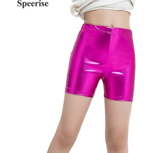 Summer Little Girl Shorts Metallic Dancewear Straight Kids Gymnastics Workout Pant For Girls Onstage Costumes Beach Shorts Sport