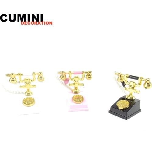 1:12 Scale Dollhouse Miniature Retro Style Vintage Phone Vintage Telephone Decor