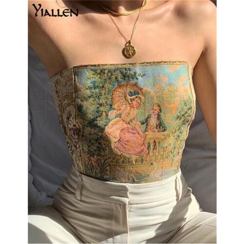 Yiallen Summer Women Sexy Off-Shoulder Tube Tops 2021New Strapless Backless Printing Tank Vests Tops Sexy Women Party Club Wear