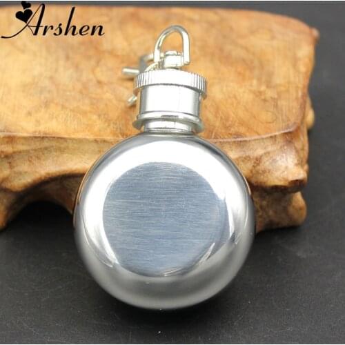Arshen 1 Oz 28ml Mini Stainless Steel Hip Flask Round Wine Jug With Keychain Liquor Alcohol Whiskey Wine Pot Portable Drinkware